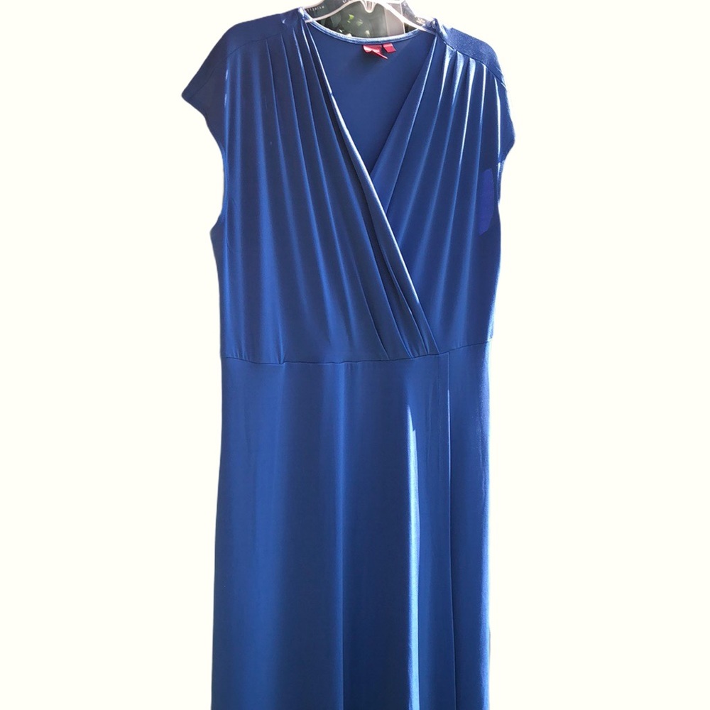 Cobalt blue deep v dress
